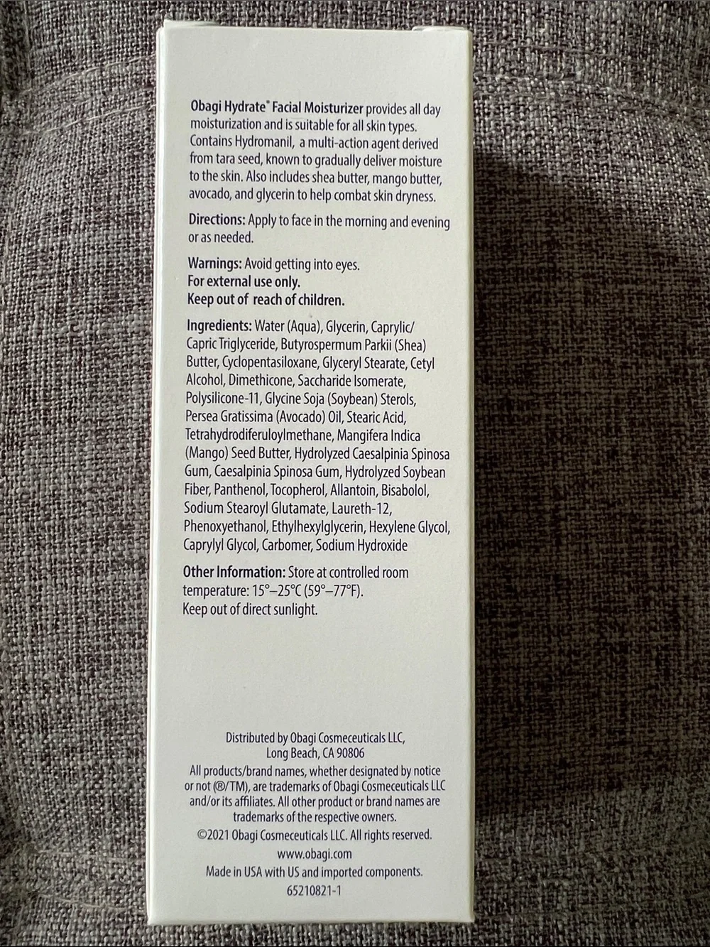 Obagi Hydrate Facial Moisturizer — White with Navy Text